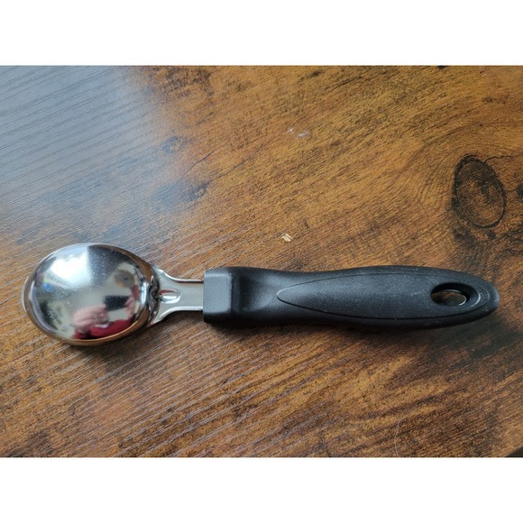 Stainless Steel Ice Cream Scoop w/Black Plastic Grip Handle - Picture 4 of 7